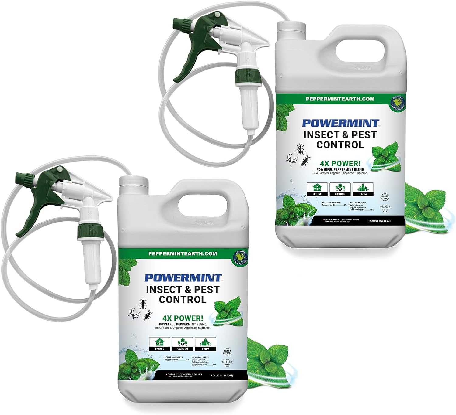 Peppermint Oil Insect & Pest Spray for Spiders, Ants, Ticks, and More (2 Pack)