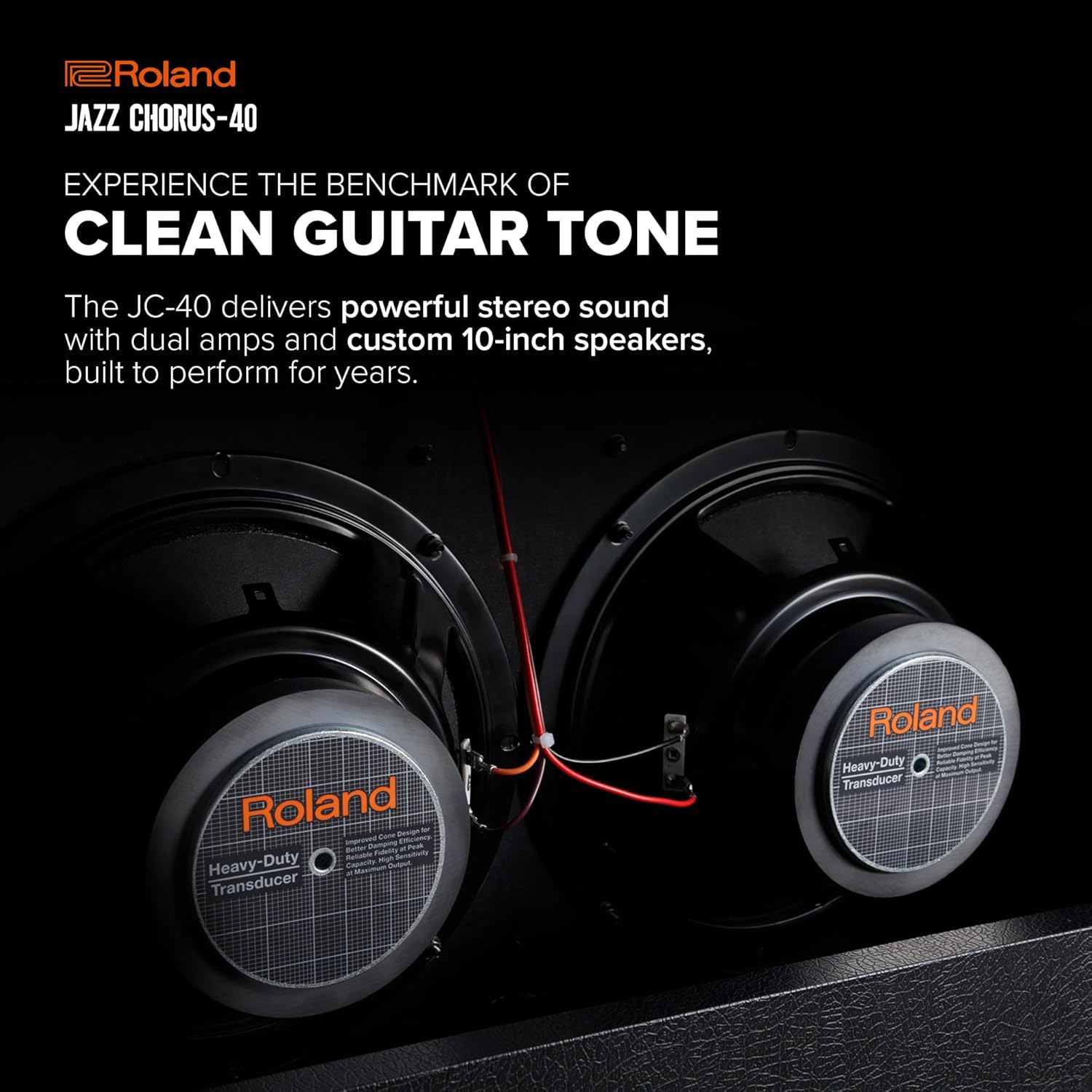 Roland JC-40 Jazz Chorus | Compact Guitar Amp | Iconic JC Clean Tone | Signature Dimensional Space Chorus Effect | Powerful 40-Watt Stereo Amp | Dual 10” Speakers | Enhances Pedals, Multi-FX & More