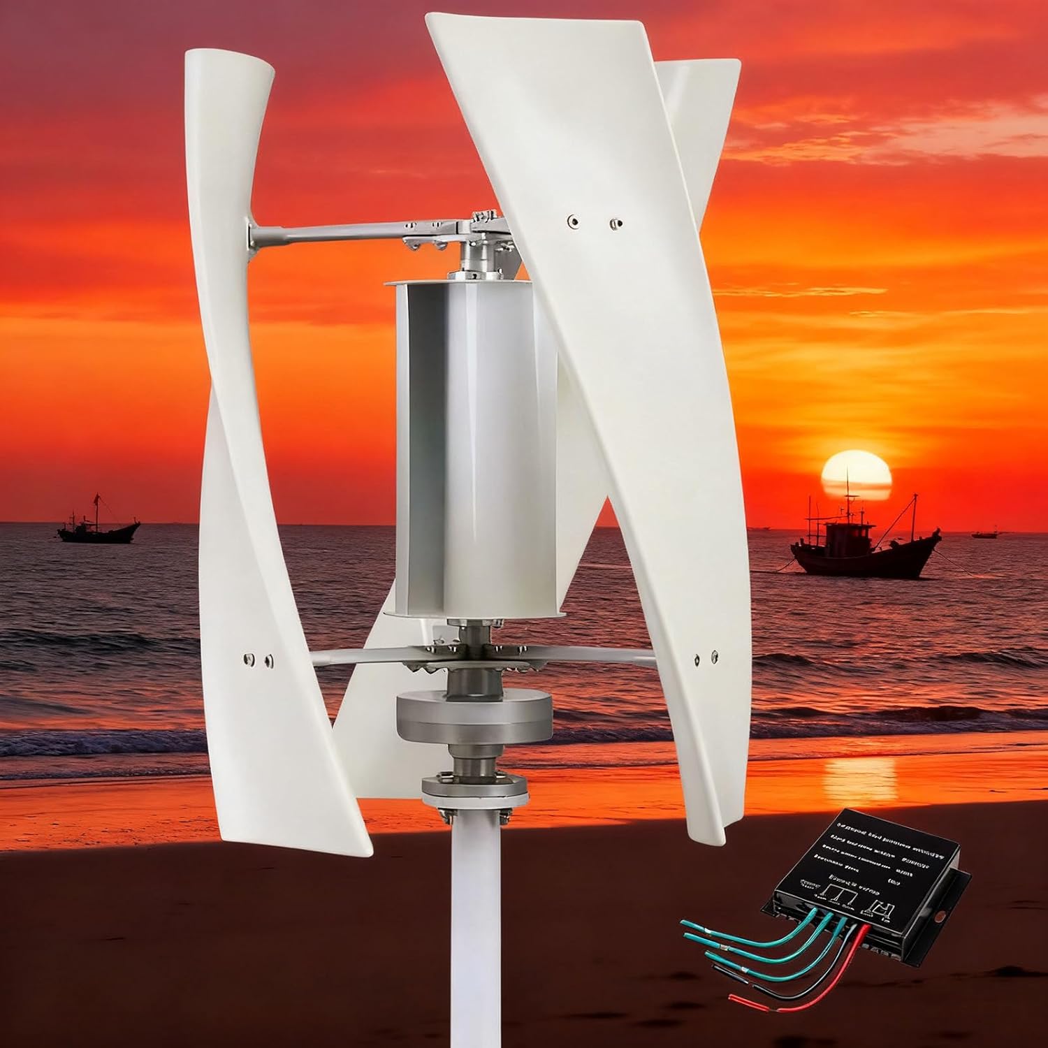 4000W Wind Turbine Generator,12V 24V 48V 220V with 3 Blades Wind Vertical Turbine Generator Permanent Magnet Generator Wind Turbine Kit for Hybrid Wind Solar 220V