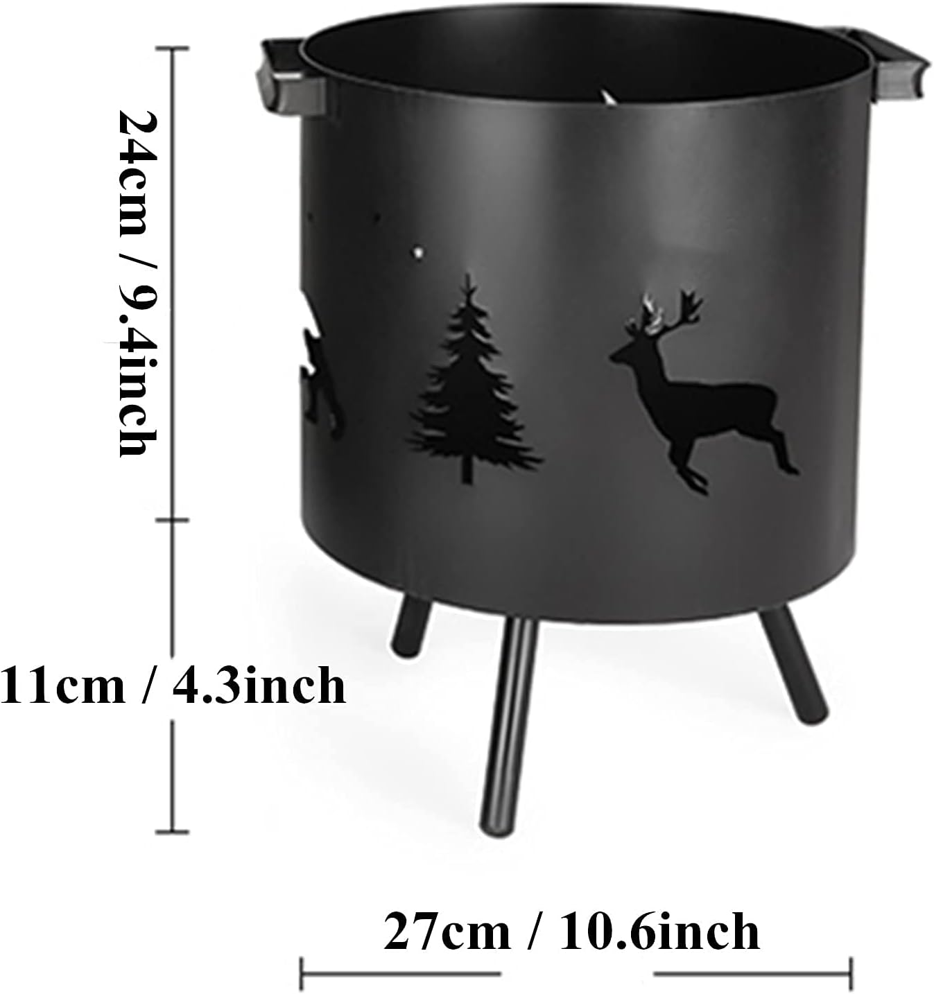 Portable Fire Pit, Outdoor Bonfire Wood Burning Fire Pits, Round Wrought Iron Firepits, Durable Metal Heating Basin for Patio Backyard Garden Beach Camping Park