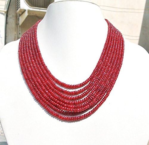 8 strands necklace natural ruby smooth rondelles size 3-5mm length 16-21 inches strand.