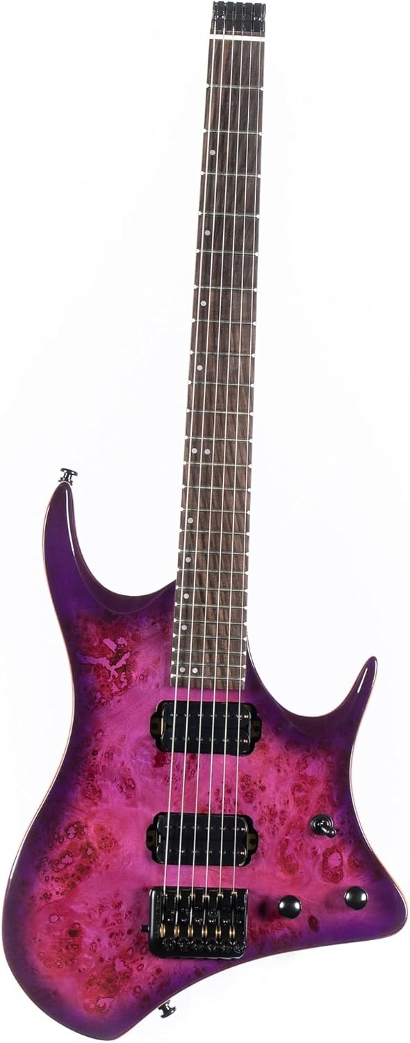 Beginner Electric Guitar Kits 6 String Headless Jazz Electric Guitar(Purple)