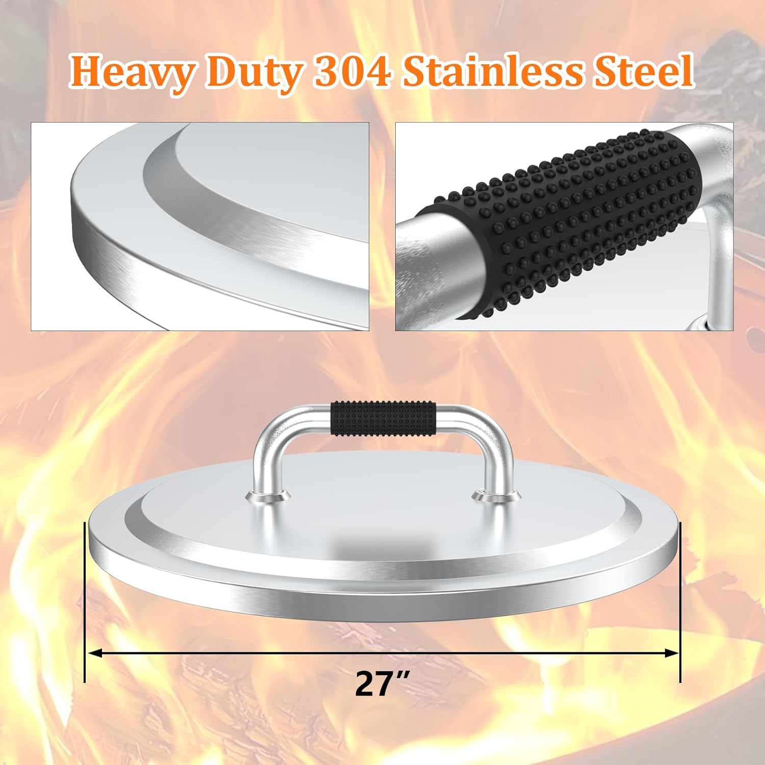 Uniflasy Fire Pit Lid for Solo Stove Yukon, 304 Stainless Steel 27
