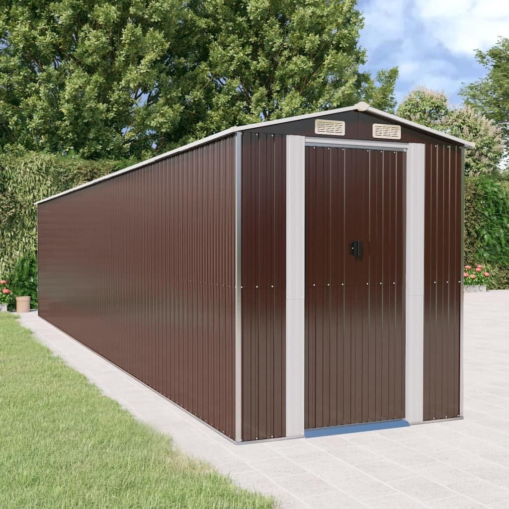 Garden Shed, Outside Storage Tool Shed Building Outdoor Sheds for Lawn Backyard Garden Patio Dark Brown 75.6