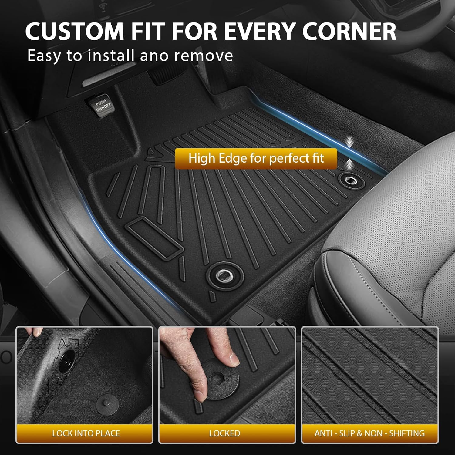 Powerty Floor Mats for 2020-2024 2025 Hyundai Palisade 7/8 Seat Car Mats, All Weather TPE Cargo Liner Backrest Mats Trunk Lower Car Mat Interior Protector Full Set for Palisade Accessories