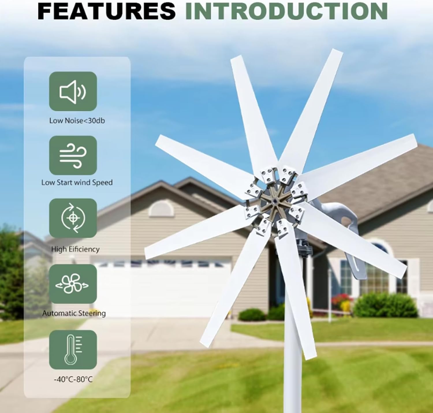 12000W Portable Horizontal Wind Vertical Turbine Generator Kit,Efficient Renewable Energy 12V-220V Off-Grid Power Power Winds Turbine Kit W/Controller