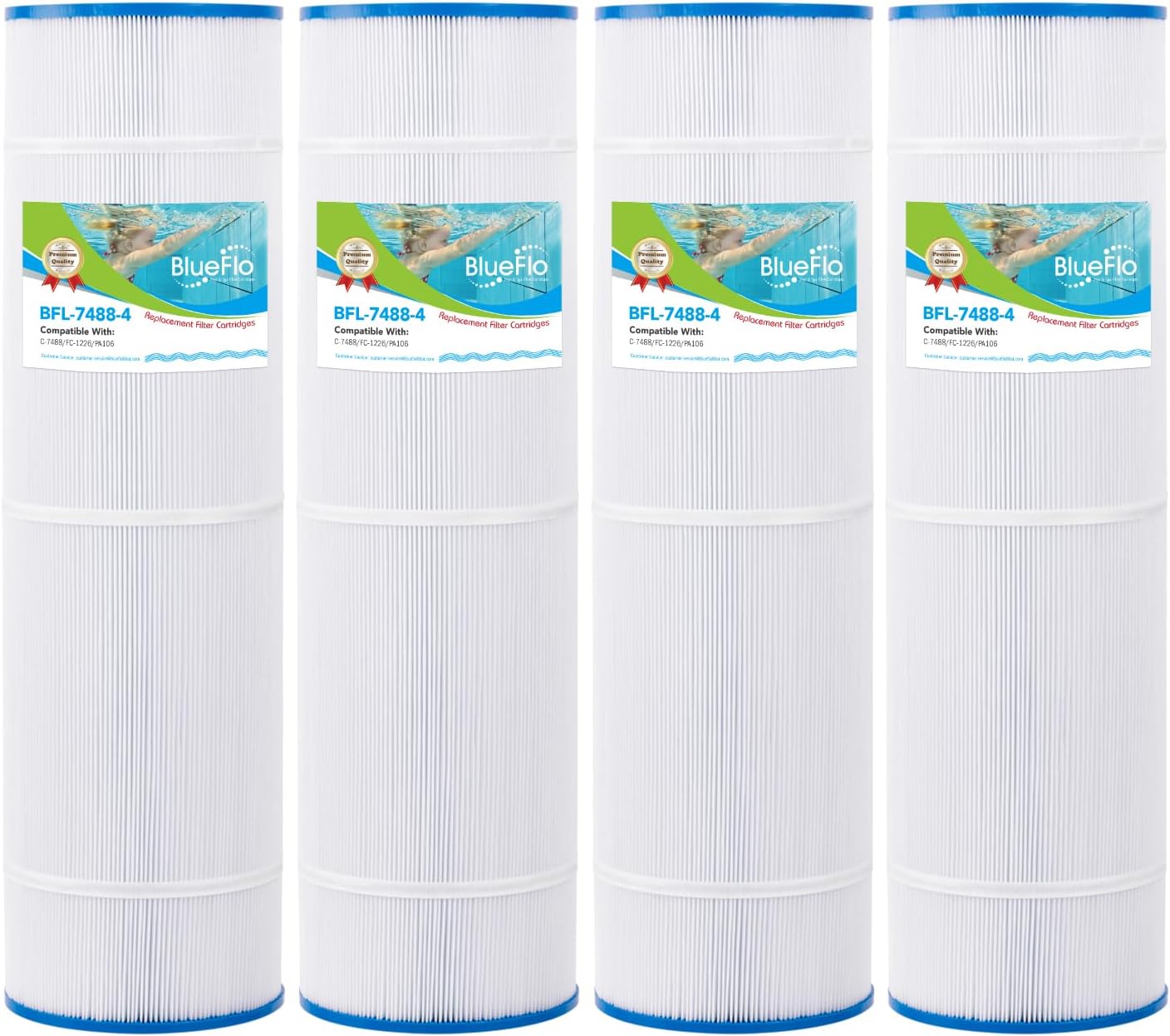 Pool Filter Cartridge Replaces for Pleatco PA106, Unicel C-7488, Filbur FC-1226, Hayward SwimClear C4020, C4025, C4030, CX880XRE, PA106-PAK4, 4 X 106 sq. ft, 4 Pack