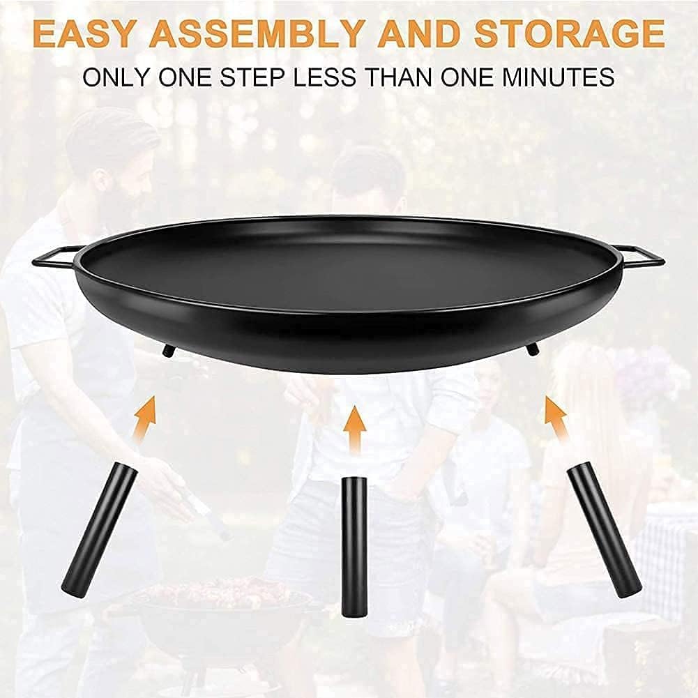 BBQ Grill Outdoor Outdoor Fire Pit, 24Inch Patio Stove Wood Burning BBQ Grill Fire Pit Bowl Round Shape Wood Burning Firepit for Camping Picnic Patio Backyard Garden Bonfire Beaches Park