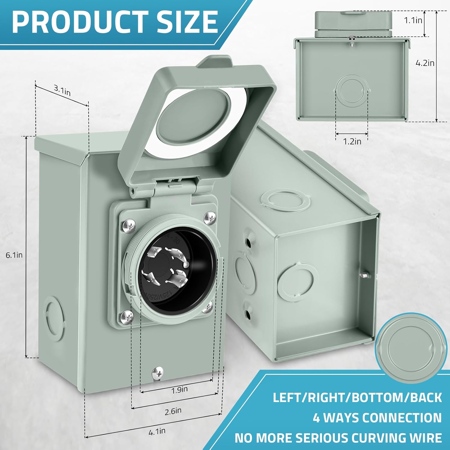 PAULINN 30 Amp Generator Cord (25 FT) and 30Amp Generator Power Inlet Box, NEMA L14-30P to L14-30R Twist Locking Adapter Plug & Cord Organizer, ETL Listed, Weatherproof, Emergency Power Combo Kit