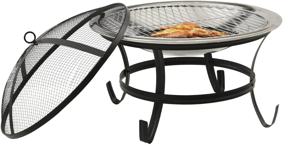 Outdoor Bonfire Pit,2-in-1 Fire Pit and BBQ with Poker, Outdoor Wood Burning Grill, for Camping Picnic Bonfire Patio Backyard Garden Beaches Park，22