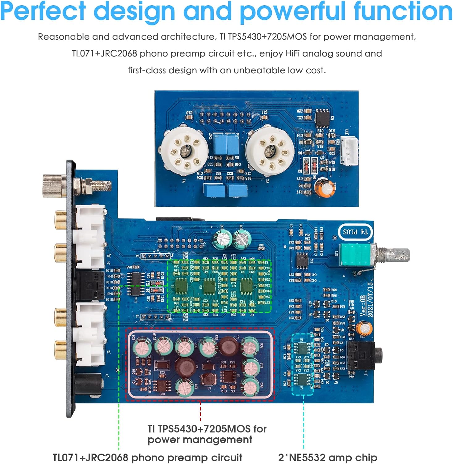 Douk Audio Tube Phono Preamp: HiFi MM/MC Turntable Preamplifier | Headphone Amp with AUX Input | VU Meter for Record Players, Vinyl Systems Audiophiles (T4 Plus)