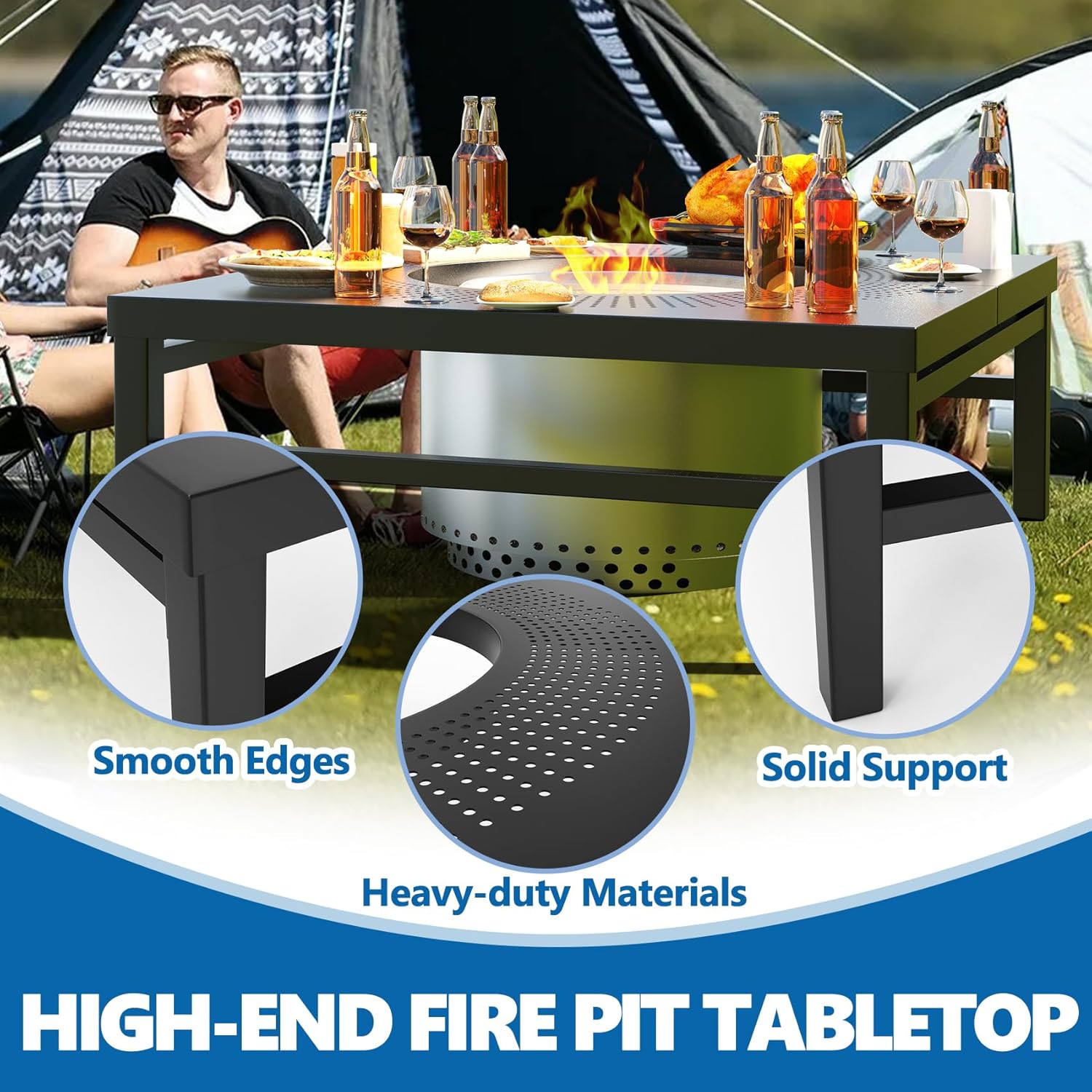 SafBbcue Fire Pit Surround Table for Solo Stove Yukon Accessories, 45