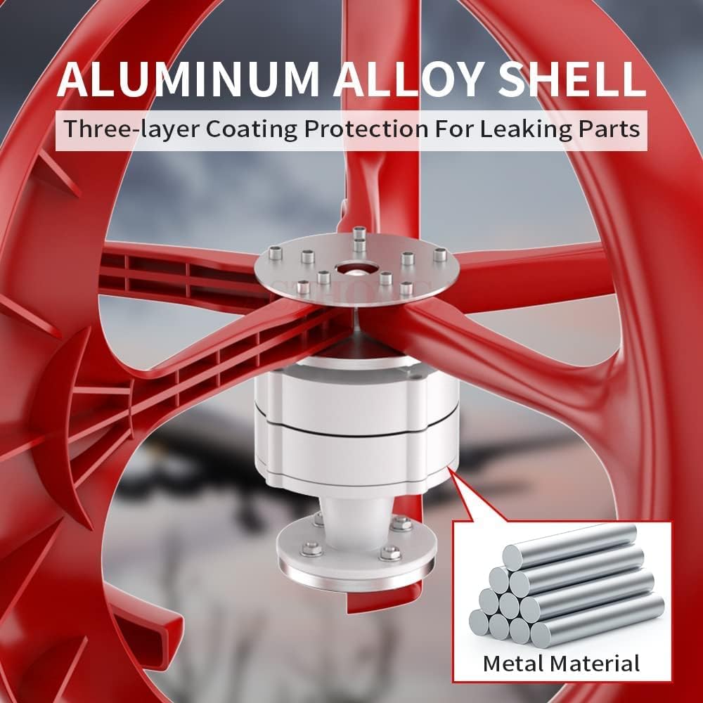 12000W No Noise Vertical Axi Wind Turbines Generator,Home AC 5 Blades Green Energy Wind Turbine Generator Kit(Red)