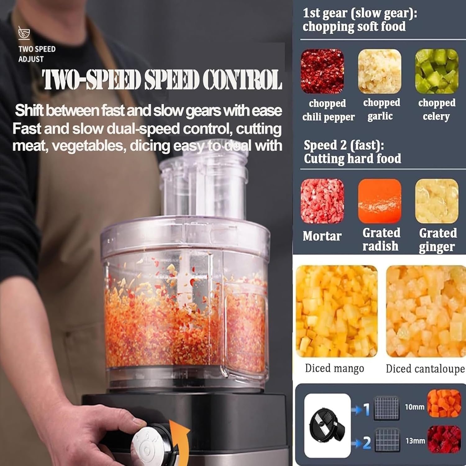 600w Commercial Vegetable Dicer Electric Fruit Dicing Machine Electric Carrot Potato Onion Granular Cube Cutting Shredder Food Processor, with 5 Grid Blades & 4 Blade Discs