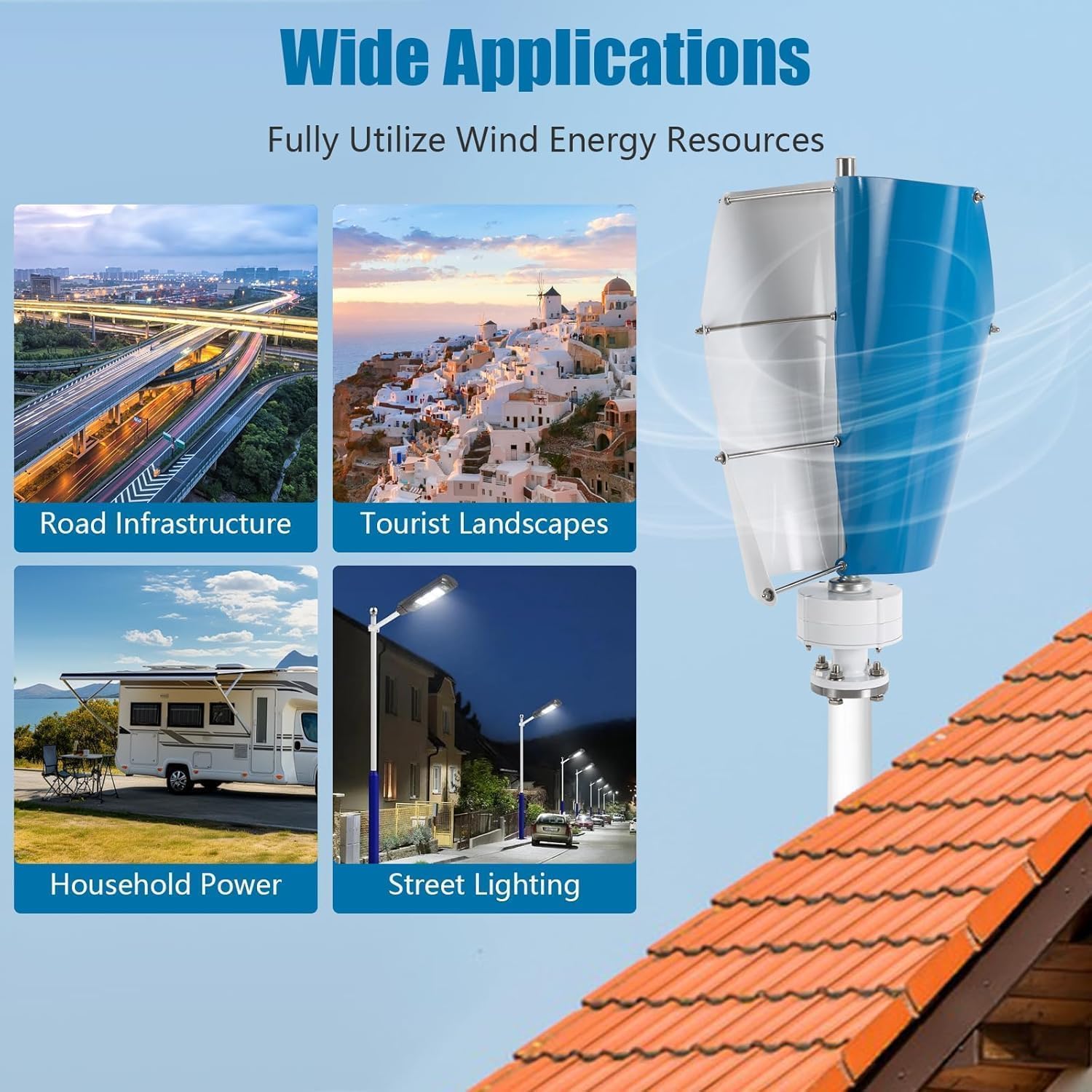 Vertical Wind Turbine, 100W 12V Wind Turbine Generator Kit w/Controller,Wind Power Generator,Automatically adjust,13m/s Rated Wind Speed for Home,Gazebos,Boats