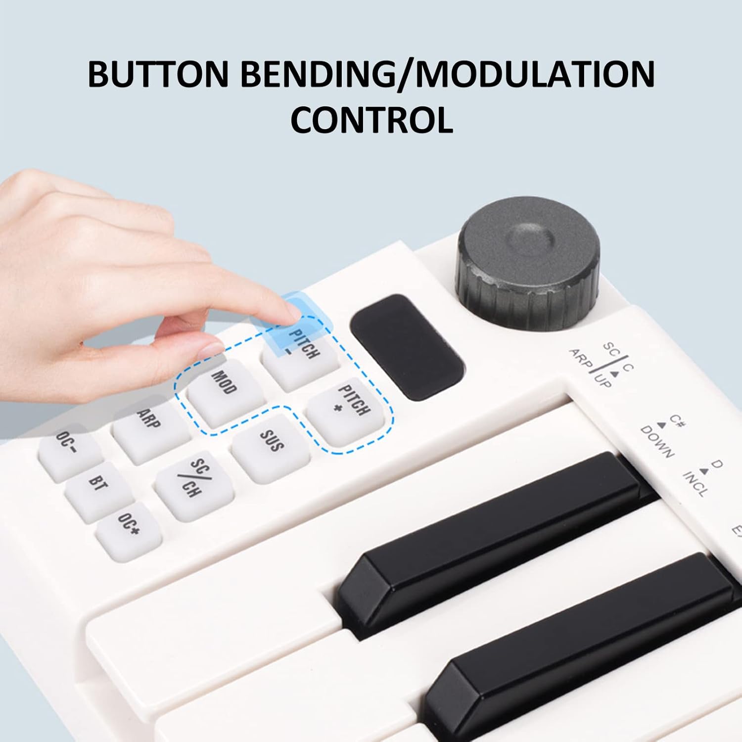 SMK-25mini MIDI Keyboard Rechargeable 25-Key MIDI Control Keyboard Mini Portable USB Keyboard MIDI Controller with 25 Velocity Sensitive Keys 1 Knob