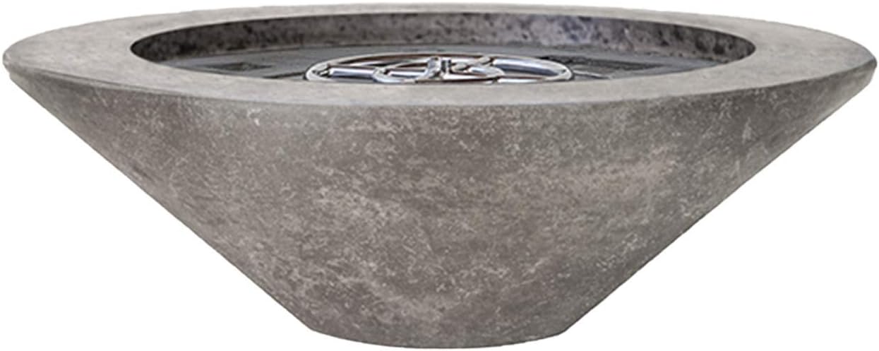 Prism Hardscapes Embarcadero Concrete Gas Fire Pit (PH-437-4LP), Propane, Pewter, 31-Inch