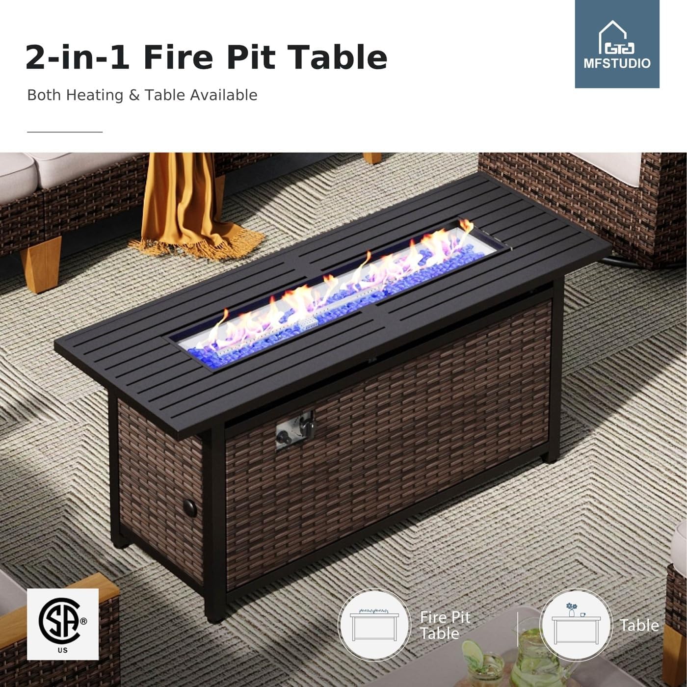 MFSTUDIO 11 Pieces Wicker Patio Furniture Set with 56