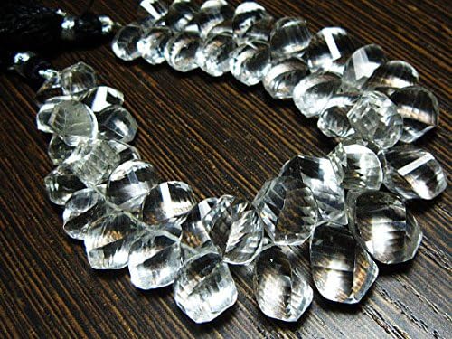 13 inch natural beads strand of 10x5-17x10mm faceted drop rock crystal gemstone beads for DIY jewelry - necklace, bracelet, earring, ring.
