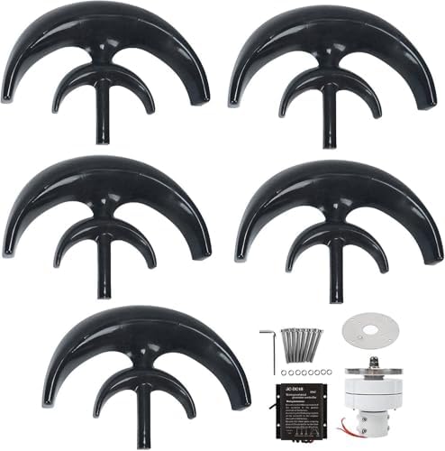 Wind Turbines，DIY Vertical Axle Wind Turbine Model Wind Power Generator, Three-Phase Permanent Magnet Generator Windmill Toy Night Light Making,24V-Black