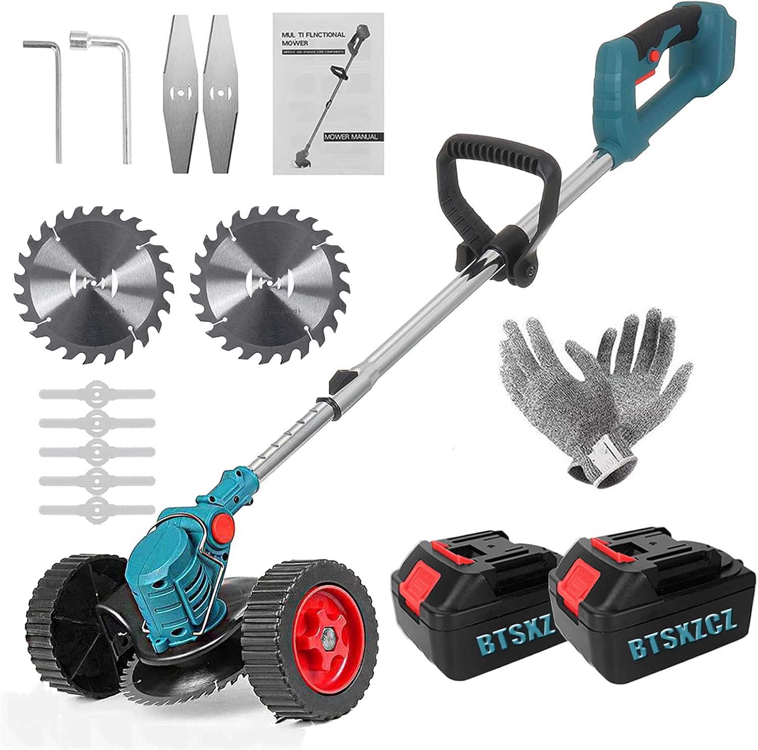 224V Li-Ion Cordless Lawn Mower with Quick Charger & 6 Inch Blade - Lightweight & Extendable for Lawn Care