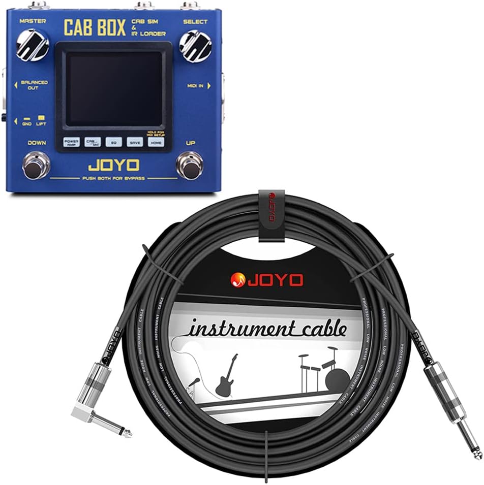 JOYO Cabinet Modeling Power-amp Simulation Effect Pedal R-08 Bundle with Mono 6.35mm Guitar Pedal Amplifier Instrument Cable 15 Feet CM-12