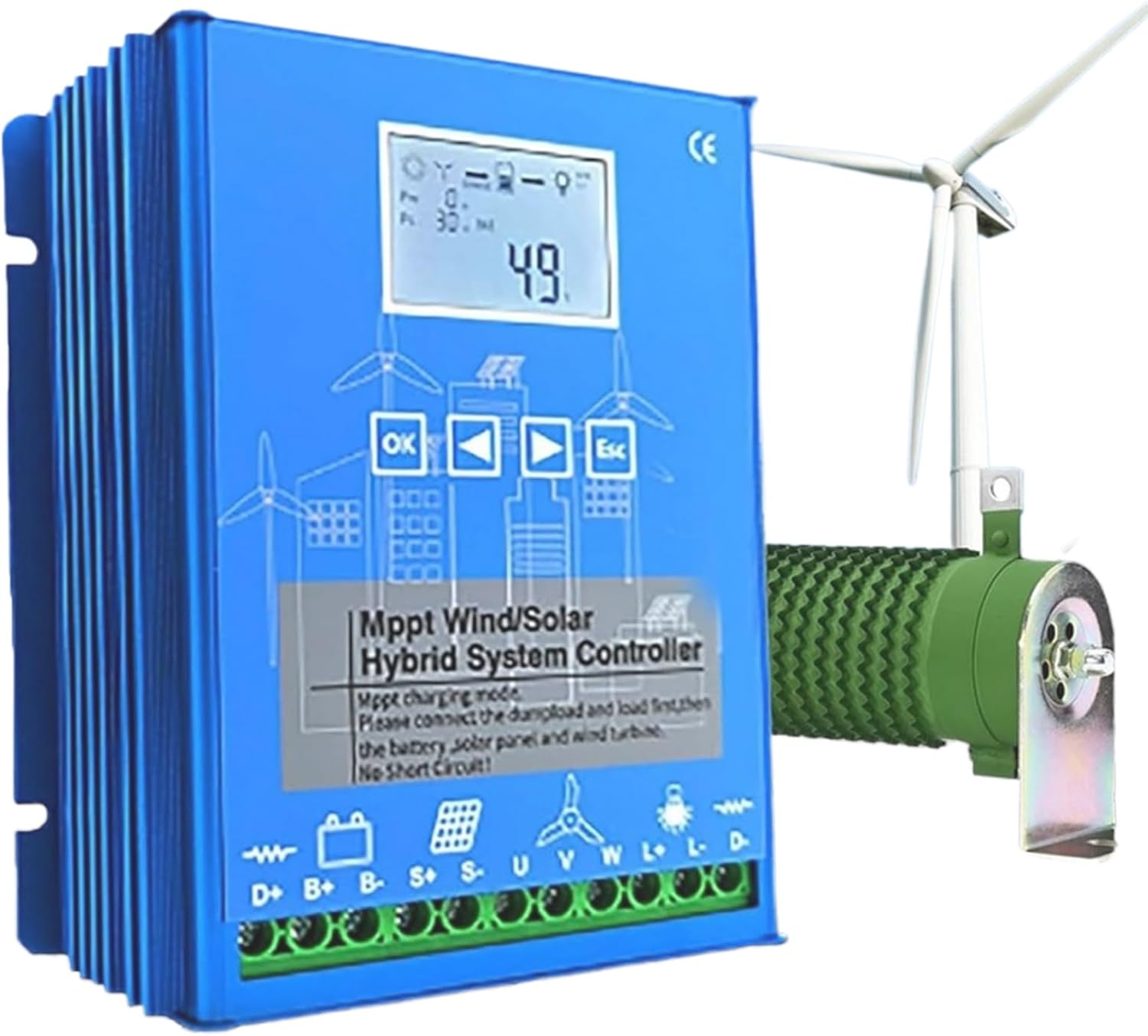 12V/24V/48V Wind and Solar Complementary Regulator, Wind Solar Hybrid Charge Controller3000W-6000W Apply to Wind Turbine Generator Charger Battery (Blue),48V
