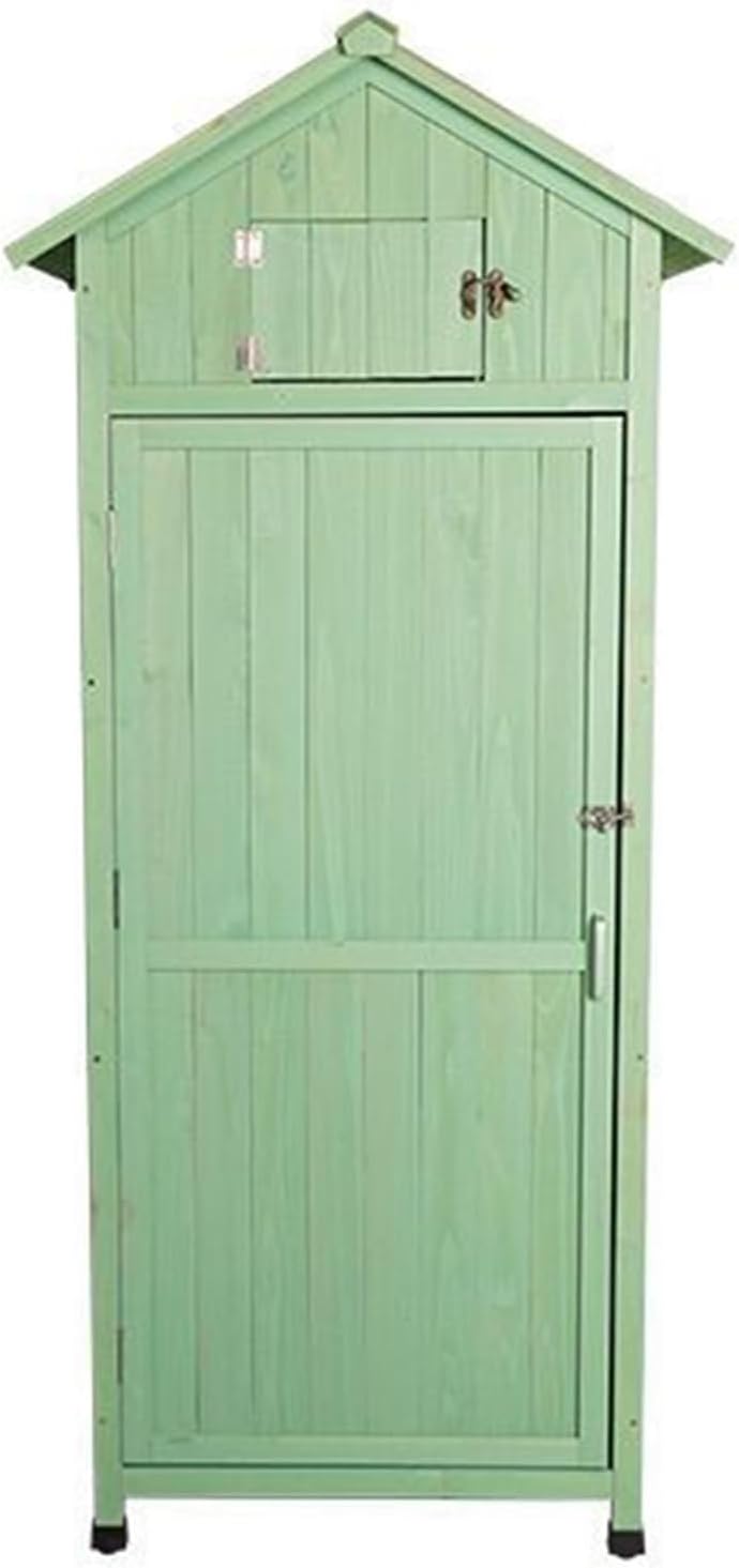 Garden Tool Storage Cabinet, Outside Storage Cabinet Waterproof with Doors and 4 Shelves, Oversize Outside Tool Storage Shed with Lock, Tall Garden Shed with Floor (One Color Green)