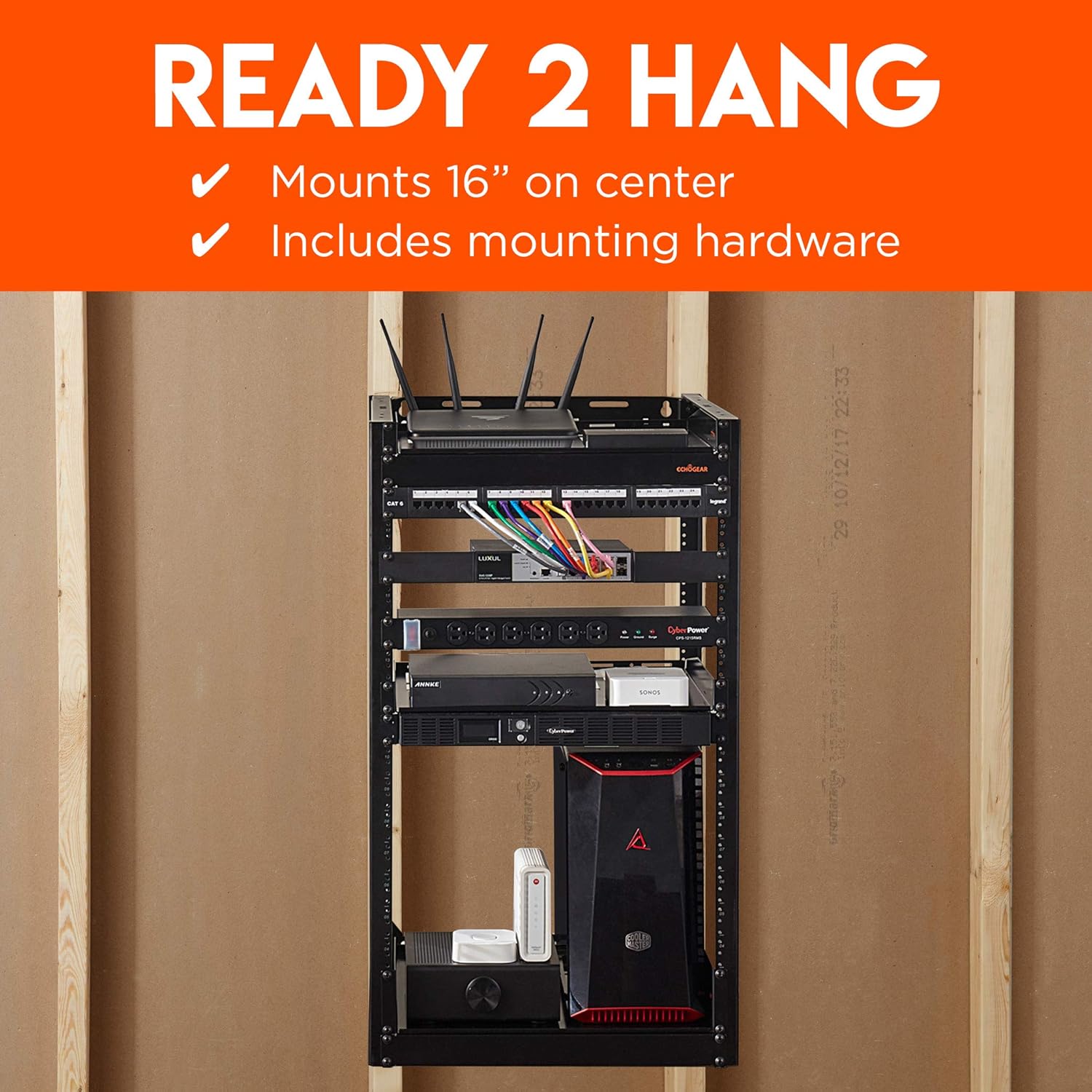 ECHOGEAR 20U Open Frame Rack with Additional 2U Shelf Bundle - Comes with 20U Rack, 1x 1U Shelf, 2X 2U Shelves Shelf + Other Accessories