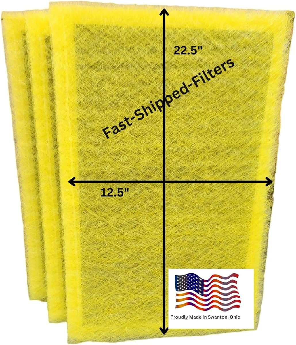 Fast-Shipped-Filters 3 Pack 14x25 Replacement Filter Pads Compatible with MicroPower Guard One Hour Air Cleaner Refill Yellow