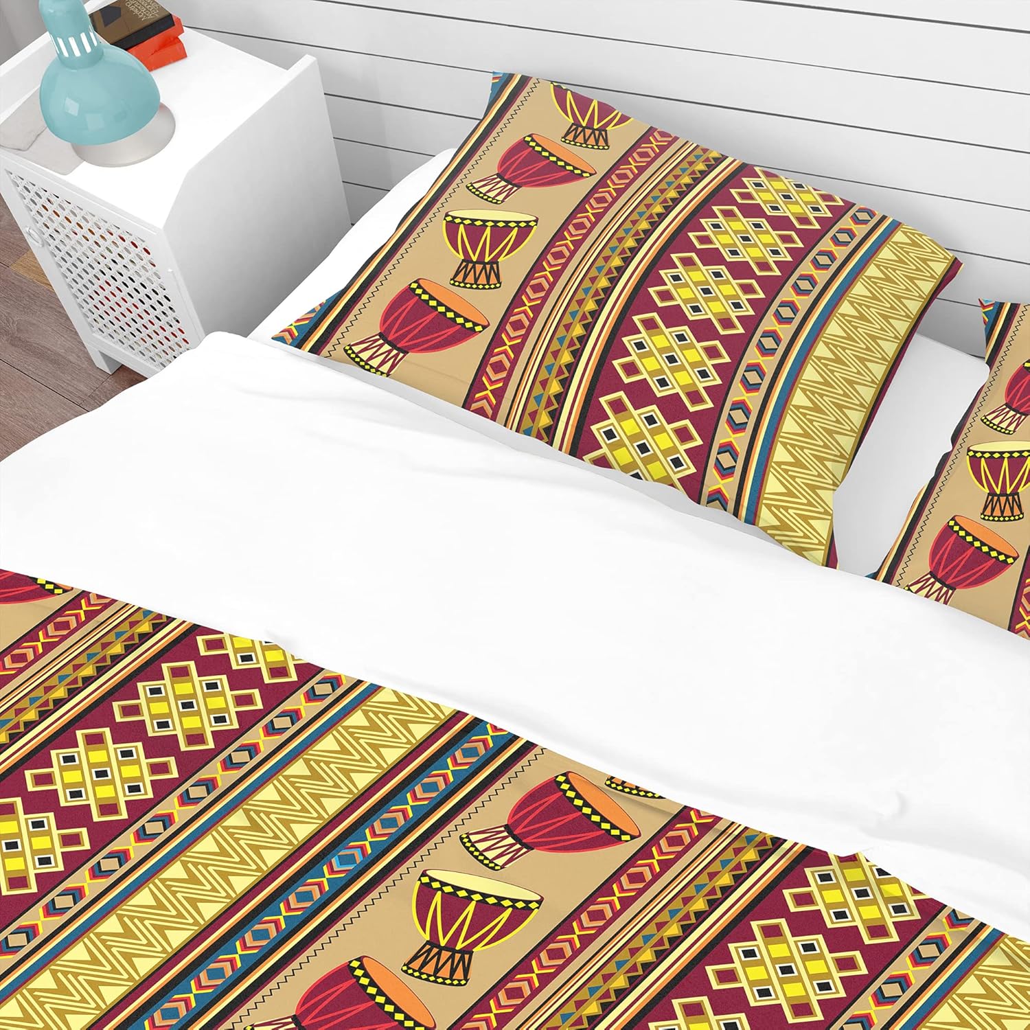 'African Drum Beckground' Tropical Duvet Cover Set