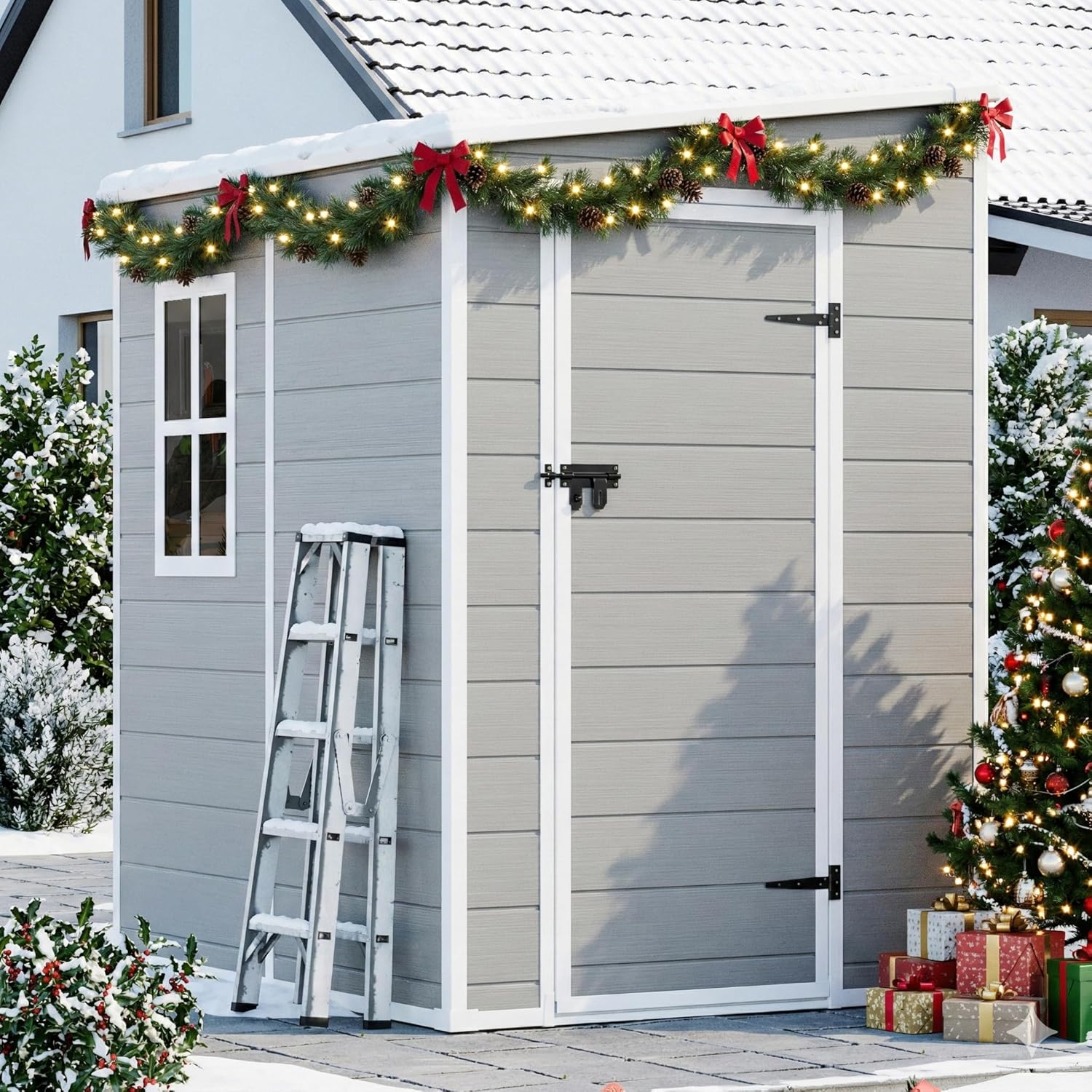 5x4 Shed Resin Outdoor Storage with Floor Included, Waterproof Small Plastic Garden Tool Sheds Cabinet