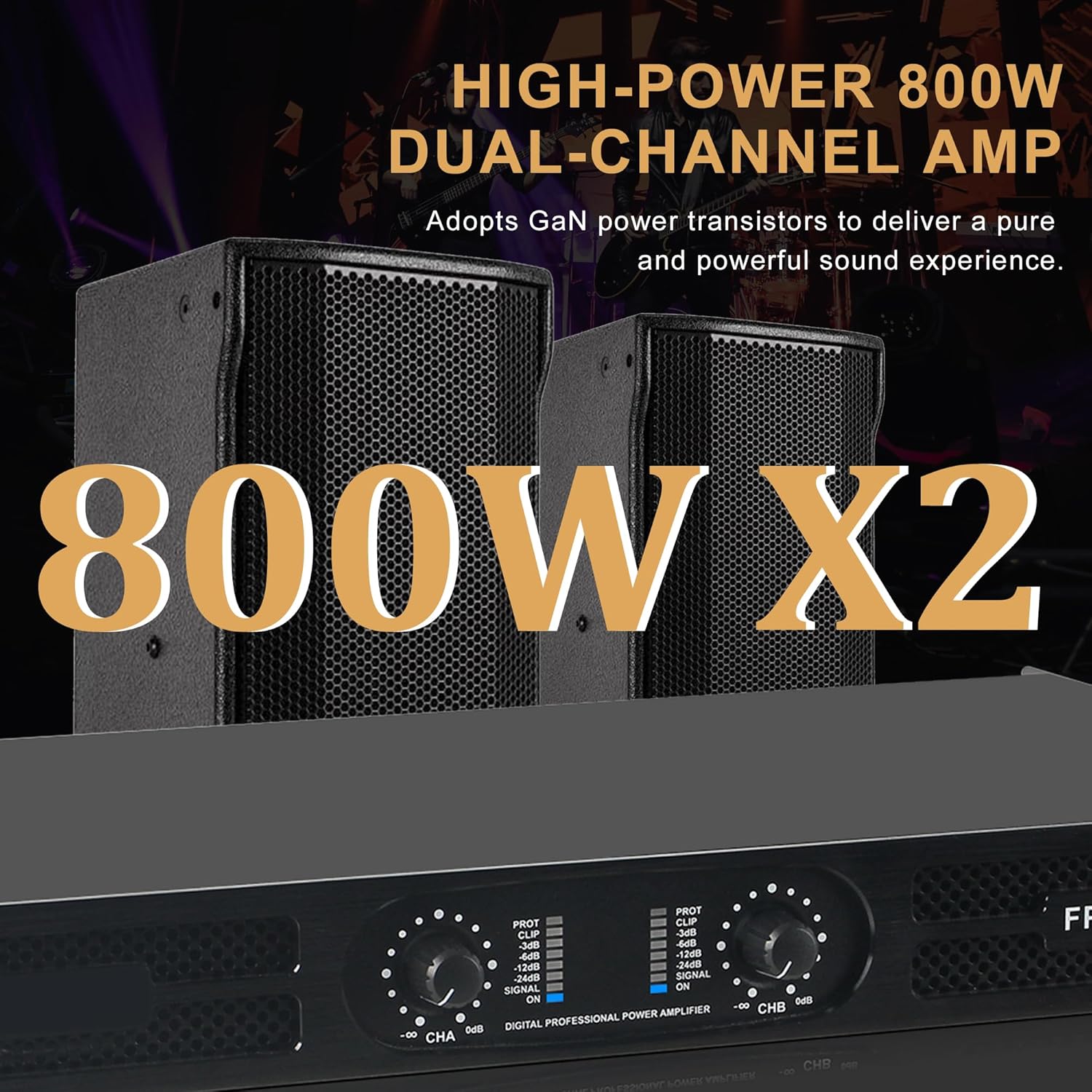 Professional 2-Channel Power Amplifier, 1U 2 x 1500W at 4-Ohm Audio Amp with XLR/Speakon Connectivity, Stereo/Bridge/Parallel Modes, Limiter & Overload Protection for Stage and Studio