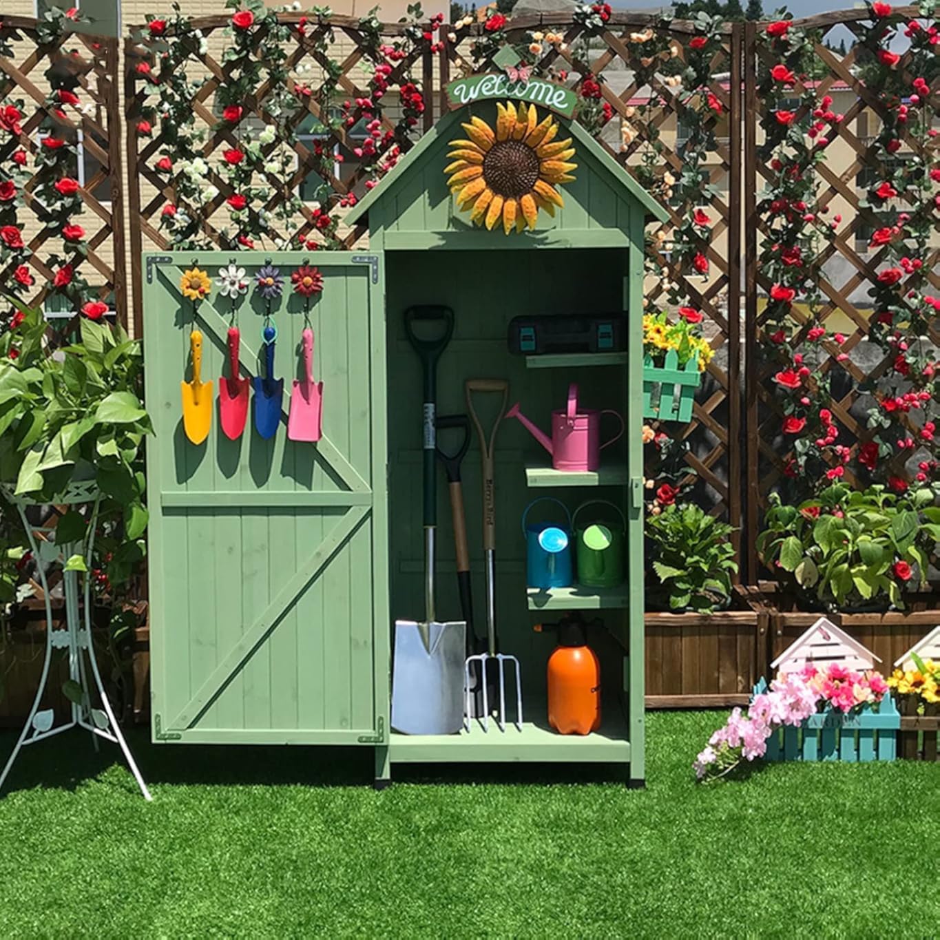 Safety Certification Outdoor Storage Sheds, Weatherproof Garden Tiny House, Tool Storage Deck Boxes, for Outdoor/Indoor,Half Layer Board