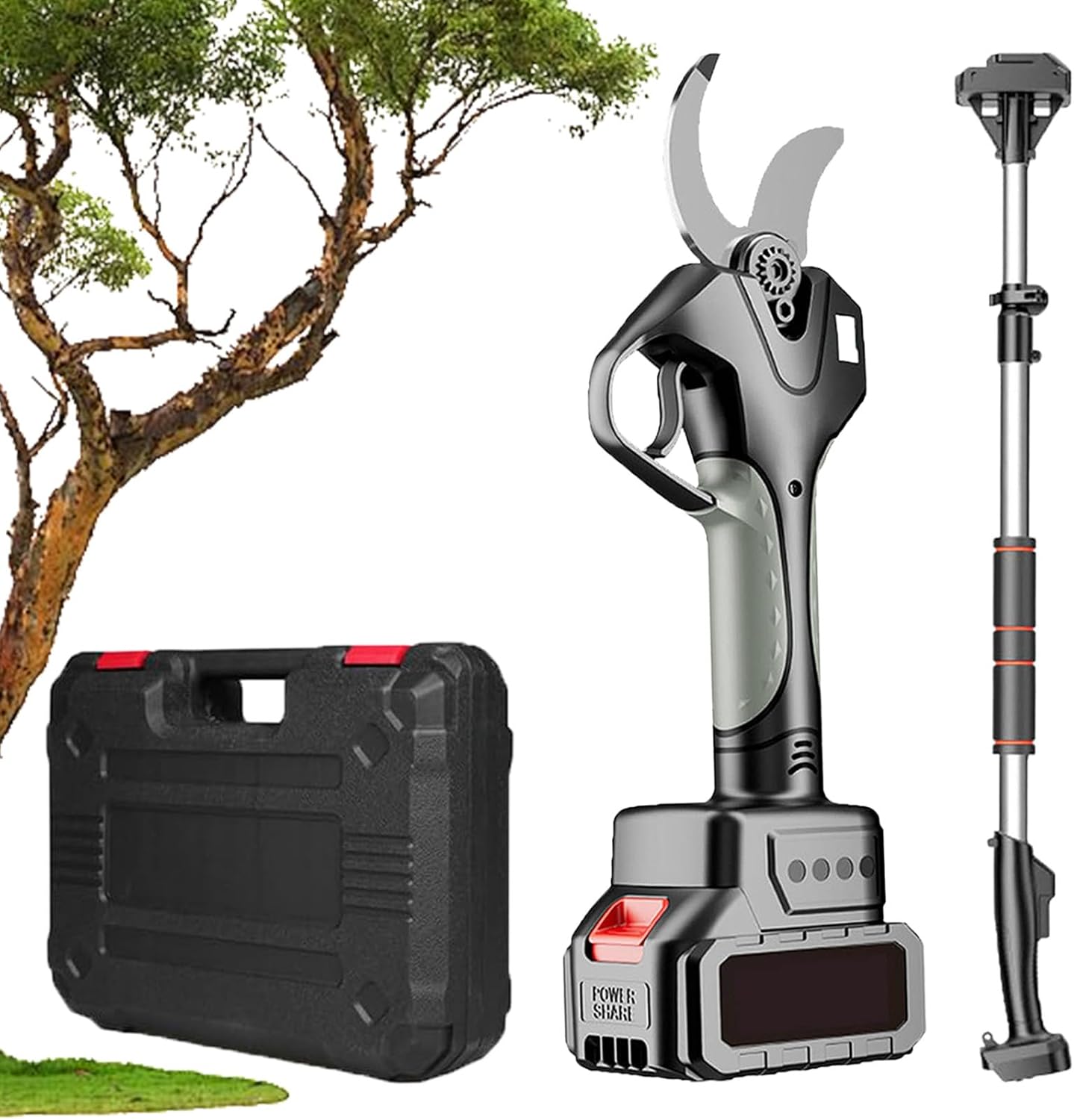 Electric Pruning Shears, Portable Power Tree Pruner Branch Cutter, Cordless Gardening Scissors, Cutting Diameter 58 mm (2inch), with Lithium Battery Included,1*battery