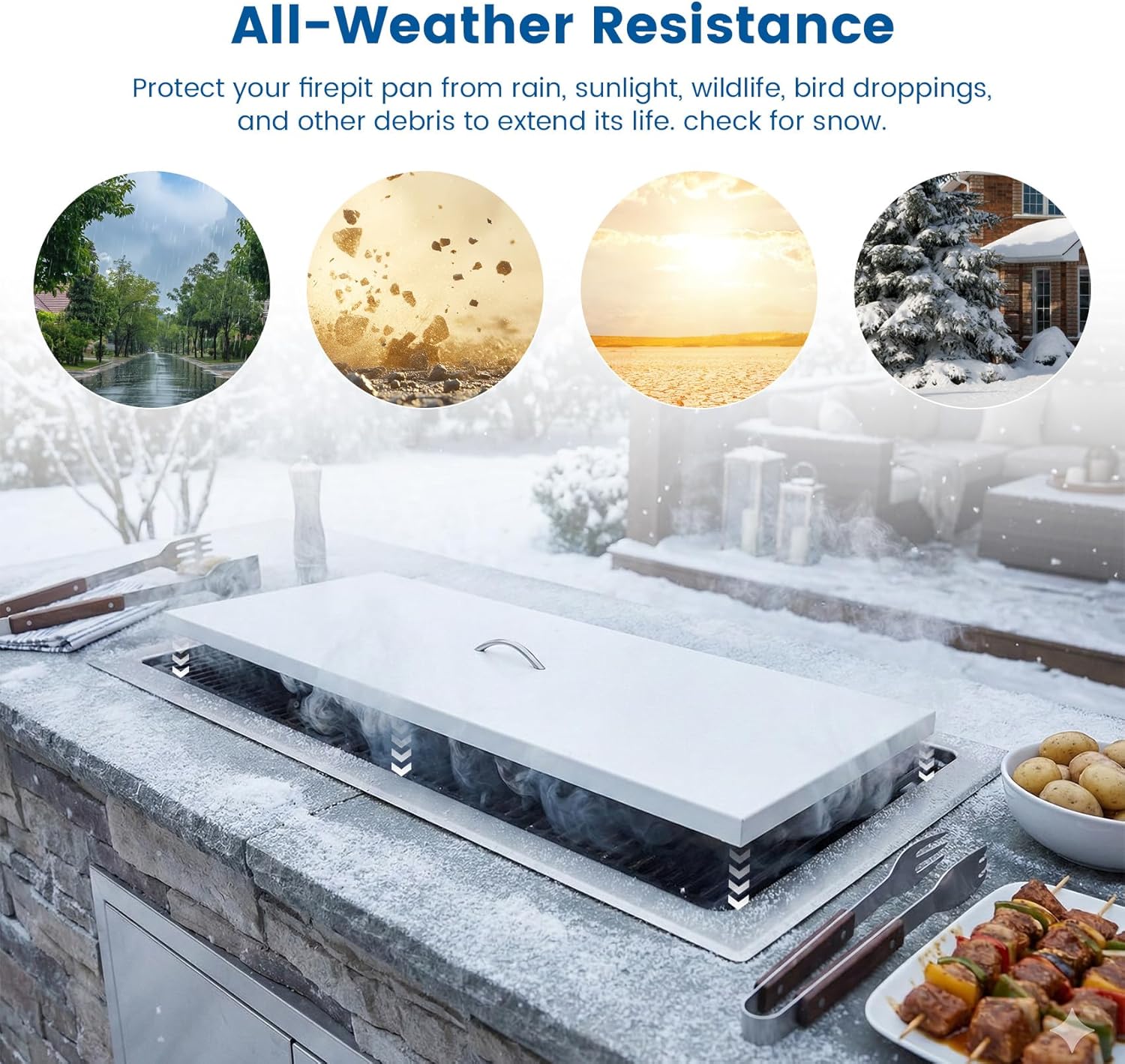 Drizzlen Premium 304 Stainless Steel Fire Pit Cover 51