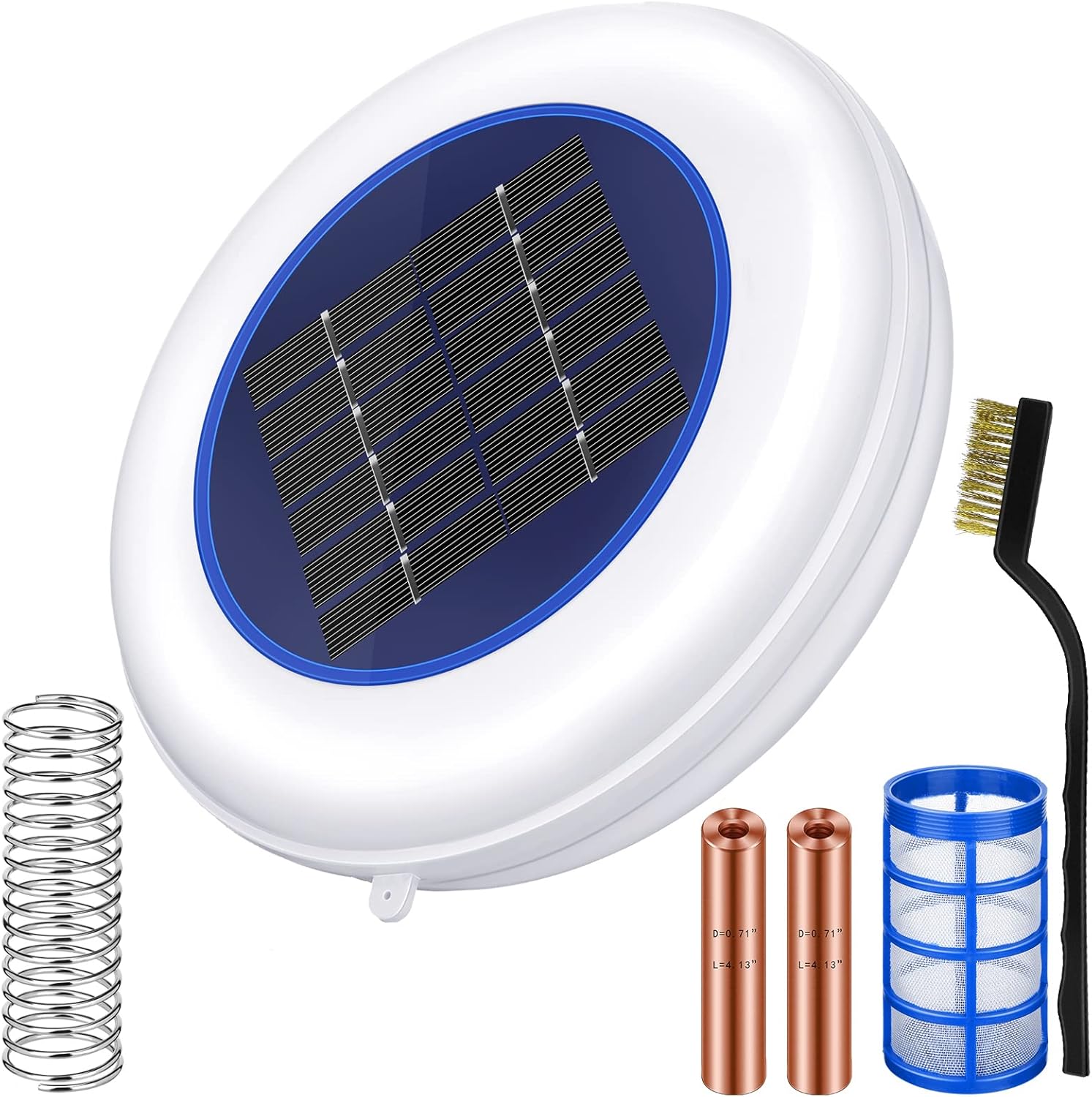 Solar Pool Ionizer Pool Purifier with 1 Replacement Copper Anode Less Chlorine Keeps Water Clear Pool Cleaning Clarifier Longer Lasting Anode High Gallons