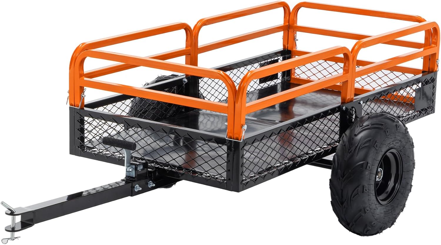 Heavy Duty ATV UTV Trailer Tow Behind Dump Cart, 1500lbs 15 Cubic Feet, Yard Garden Trailer Pull Behind Dump for Lawn Mower Tractor Garden Waste
