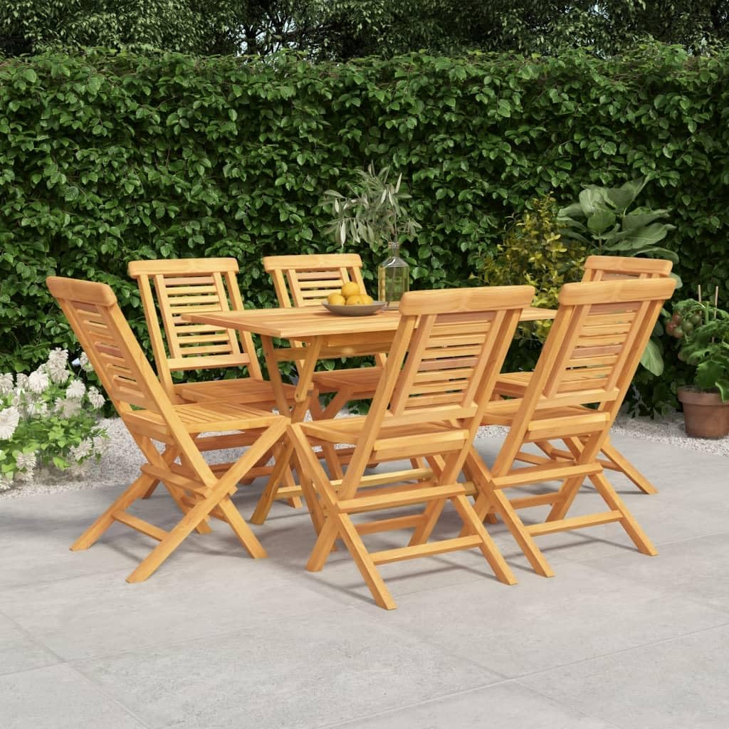 7 Piece Patio Dining Set Solid Wood Teak,Stylish Teak Wood Outdoor Dining Set: Foldable Comfort for Patio and Garden Furniture Sets for Patio, Lawn & Garden