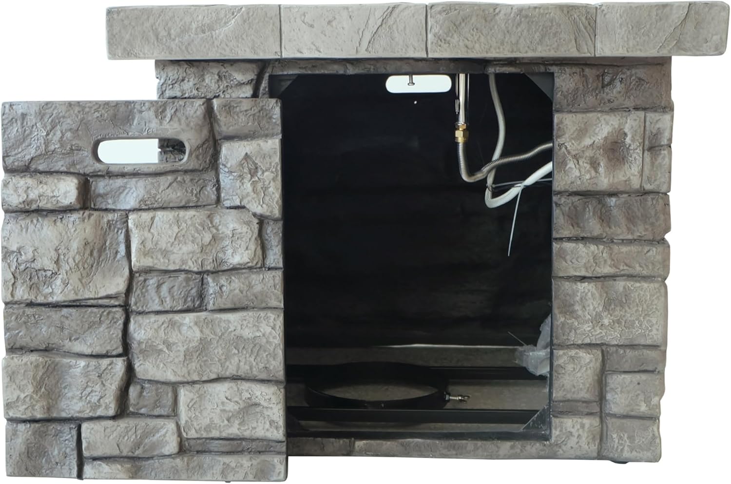 Chery Industrial 30 Inch Outdoor Square Magnesium Oxide Propane Fire Pit, 40,000 BTU Patio Gas Fire Table with Steel Frame, Lava Rocks, Smokeless Heating, Grey