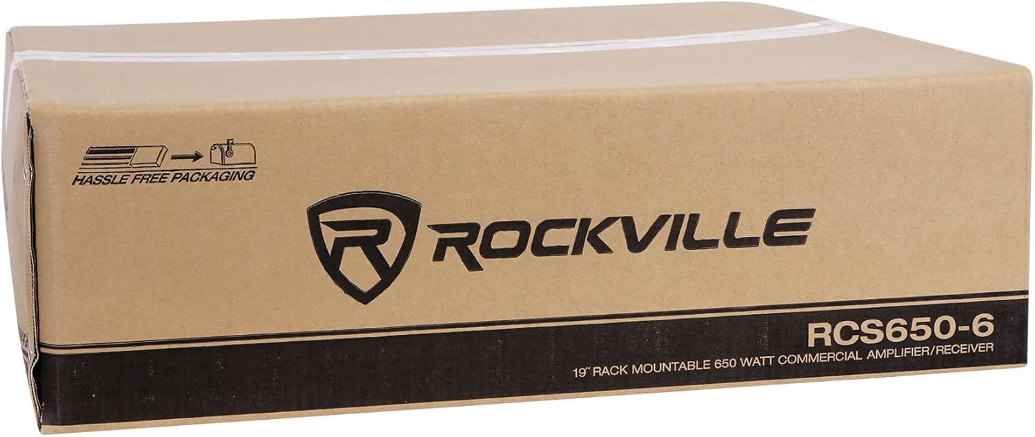 Rockville RCS650-6 650 Watt 6-Zone 70V Commercial Amplifier, Bluetooth, USB/SD/FM Playback, Rack-Mountable, for Restaurants & Offices
