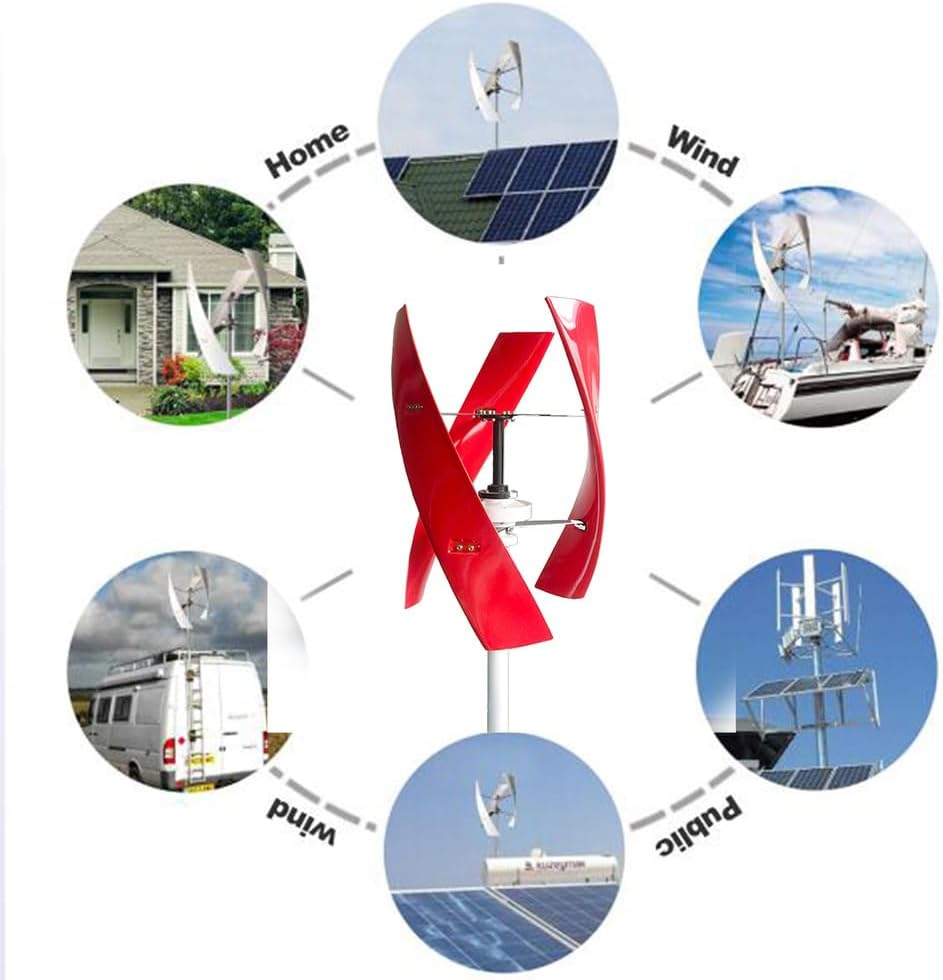 Wind Turbine Generator Kit, 12V-220V 14000W Wind Power Generator, 3 Spiral Blades Vertical Axis Wind Power Wind Maglev Generator Energy