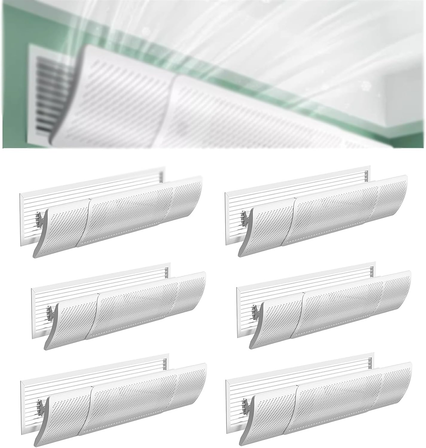 Air conditioning deflector 6 PCS Side Outlet Air Wing Baffle Wind Direction Windshield for Home Hotel Office, Adjustable Air Conditioner Deflector,Central AC Air Flow Deflector