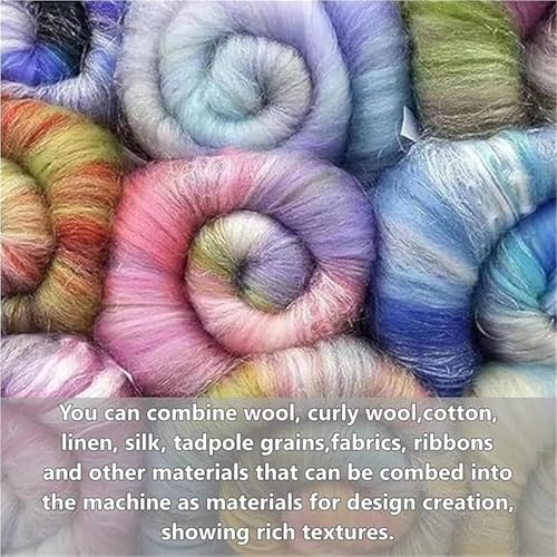 Manual Wool Carding Machine, Hand-Cranked Fleece Carders, Fast Color Mixing, Combing, Spinning, Wool Fiber Drum Carding Machine, for DIY Craft Make Felt Animals