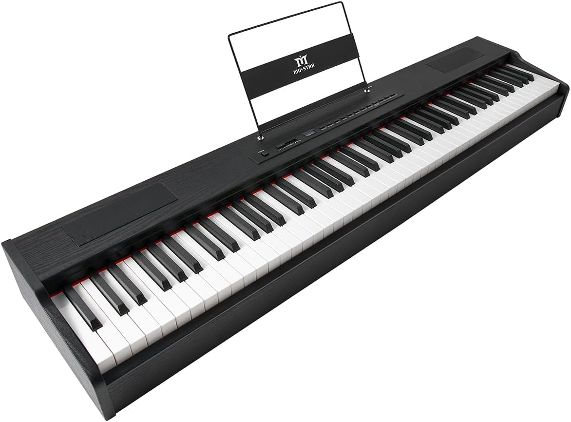 MUSTAR 88 Key Piano Keyboard Fully Weighted Hammer Action, Digital Piano 88 Key Weighted Keyboard Piano with Stand, Electric Piano Keyboard with Stand, Portable Case, Sustain Pedal, Black