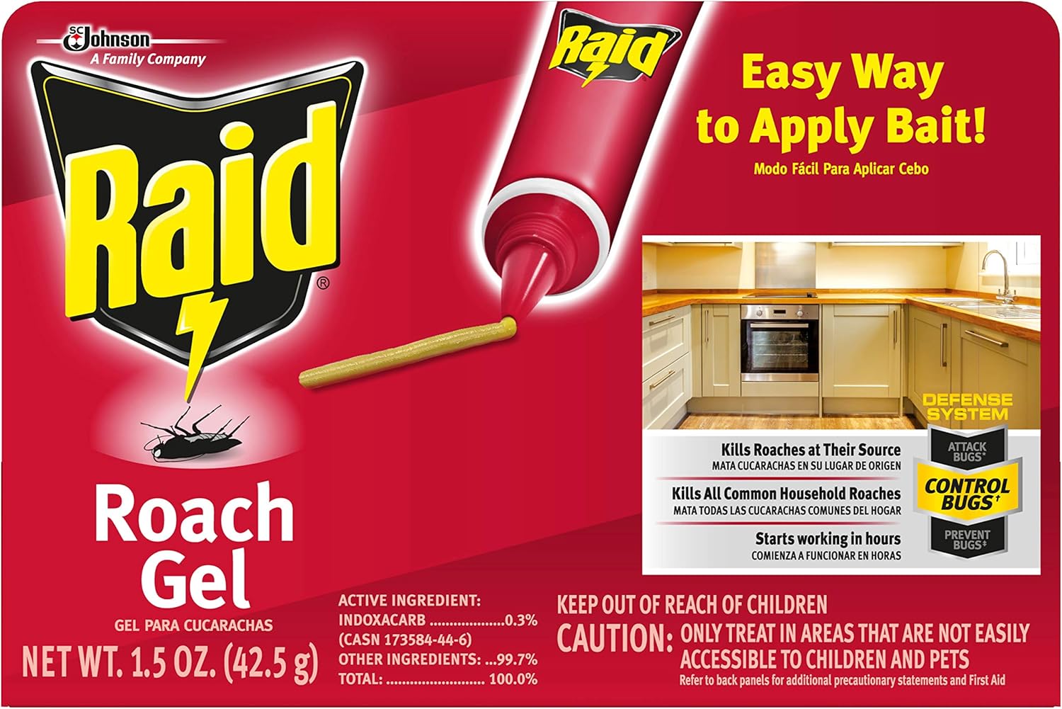 Raid Roach Gel, Roach Killer, 1.5 oz.