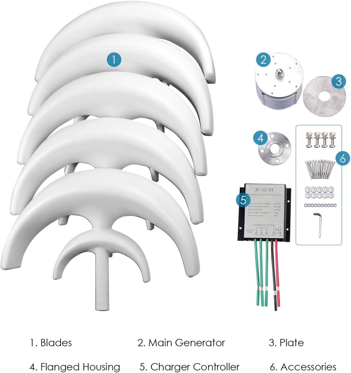 12V Wind Power Generator 1200W Wind Generator with Controller 5 Blades Minitype Lantern Wind Turbine Generator Kit Low Starting Speed for Home