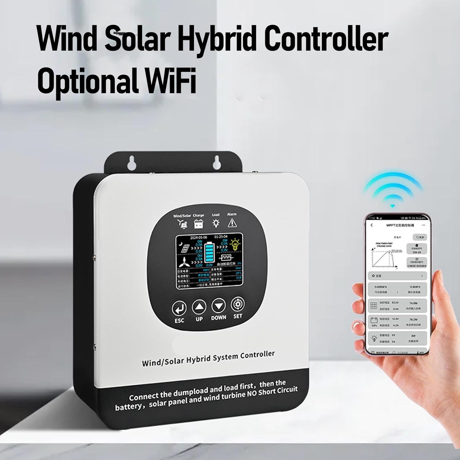 WALFRONT Wind Solar Hybrid Charge Regulator, 1200W Wind , 800W Solar Panel Charging for Home, Boat, Street Lamp, MPPT, Boost Low Speed Charging, Advanced PWM