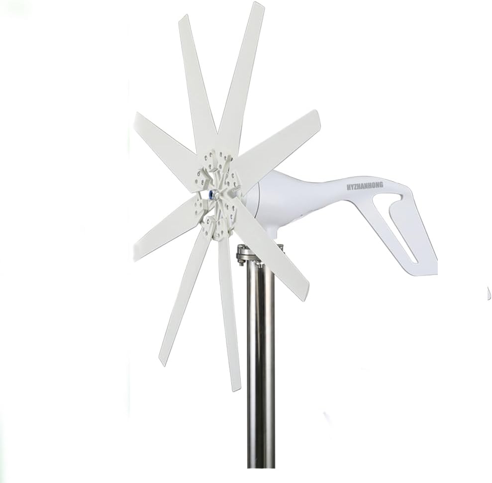 8 Blade Wind Turbine Generator Set, 12000W 220V 12V 24V 48V +Charge Controller Vertical Wind Turbine Generator Kit for Outdoor Garden ﻿