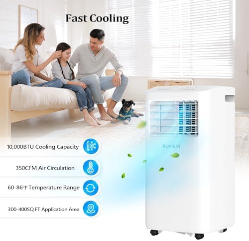 Bonnlo Smart 10,000 BTU Portable Air Conditioner with Remote & APP Function, 3-in-1 Coolor, Dehumidifier, Fan for Rooms up to 400 Sq.Ft., Floor AC Unit with Timer, Rolling Wheels & Installation Kit